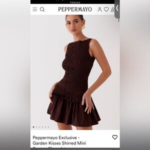 Peppermayo Chocolate Shirred Mini Dress